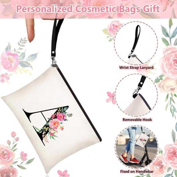 Brand New Personalized Floral Tote W14.9xH15.7in Canvas Gift for Women - Picture 5 of 7